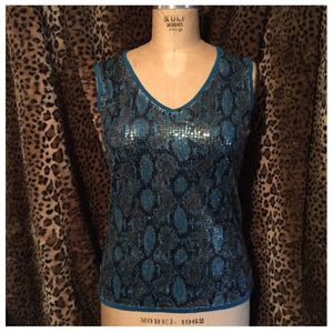 Sleeveless sweater snakeprint sequin front size XL